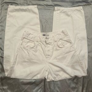 Zara White High Rise wide leg jeans